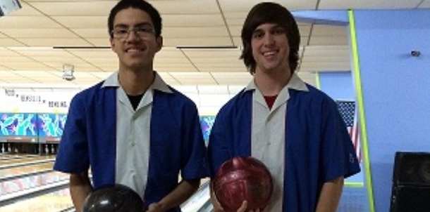 Wampus Cat Bowling Seniors Christian Lopez and Nathan Spradlin
