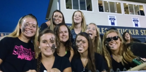 Volleyball Girls supporting Spartan Varsity Football