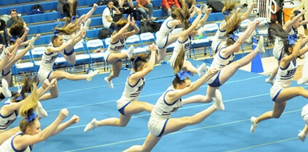 Cheer team entertains during halftime