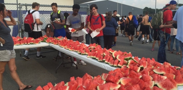 Boosters provide post-practice watermelon for Hornets