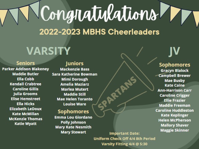 2022-2023 MBHS Cheerleaders