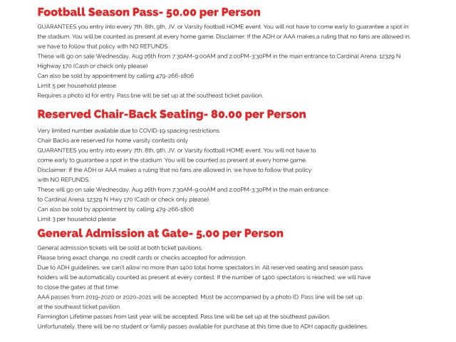 Football Ticket and Admission Information