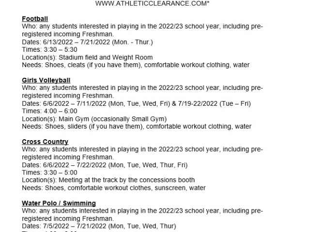 Summer Training 2022