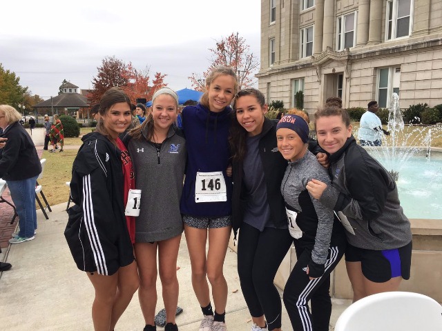 SHS Girls Soccer getting reading to run the Route 66 Steps for Success 5k! 