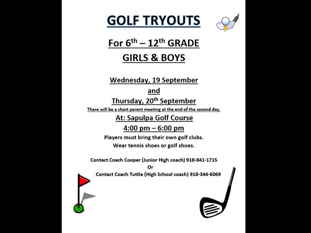 6th - 12th Grade Golf Tryouts