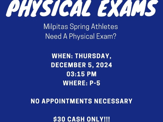 sports physicals on site 12/5