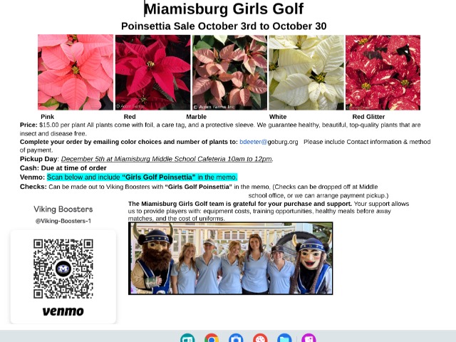 Girls Golf Poinsettia sale going on until October 30th