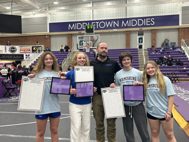 Livi Krull, Livi Elsass, Coach Dustin Krull, Lila Krull, and Elin Flanigan at the Middletown Girl's Sectional.