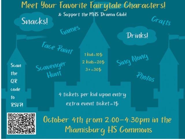 Come out and meet your favorite fairytale characters at MHS on Saturday, October 4th from 2-4:30 PM