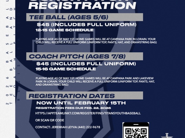 2026 Lorain Tee Ball & Coach Pitch Registration