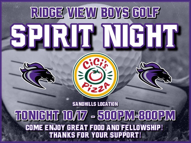 Boys Golf Spirit Night Tonight