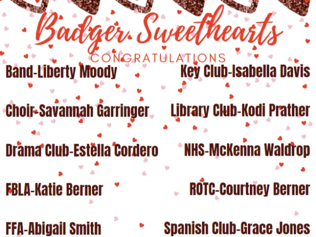Badger Sweethearts Announced