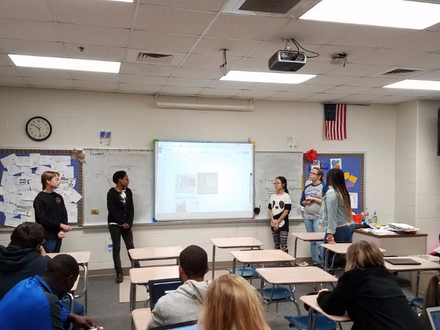 AP Literature students presenting  information from their readings