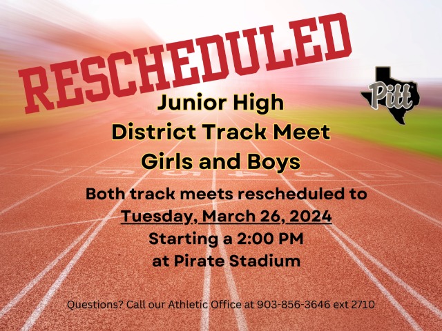Rescheduled District Junior High Track Meets