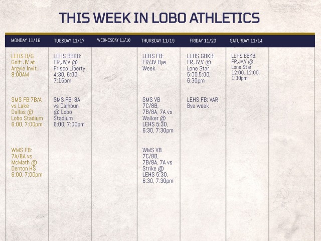 LEISD Athletic Events Week of 11/16/2020 & Ticketing Information