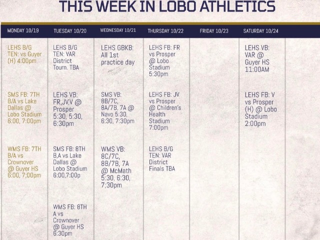 LEISD Athletic Events Week of 10/19/2020 & Ticketing Information