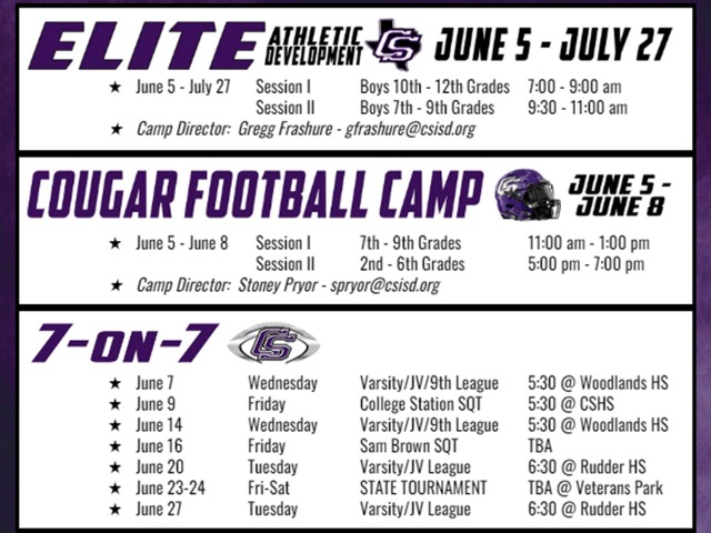 Image for Cougar Football - 2023 Summer Dates