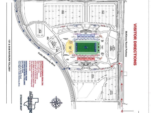 Parking information for Dragon Fans for McKinney ISD Stadium