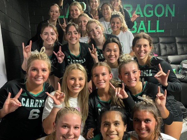 Lady Dragons setting fire to District 4-6A in Volleyball