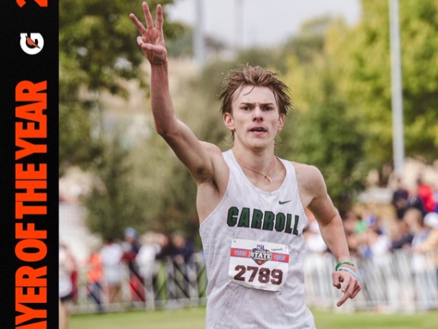 Oh my goodness! He's done it again. Leonard receives Texas Boys Cross Country Player of the Year image 