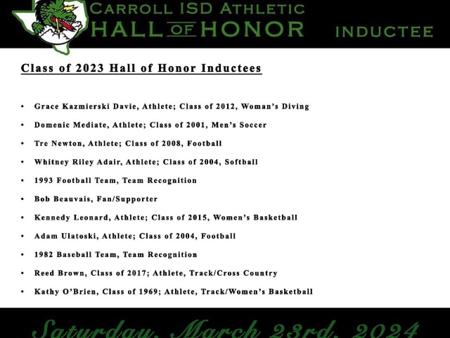 Hall of Honor is coming soon. March 23rd. Get your tickets now