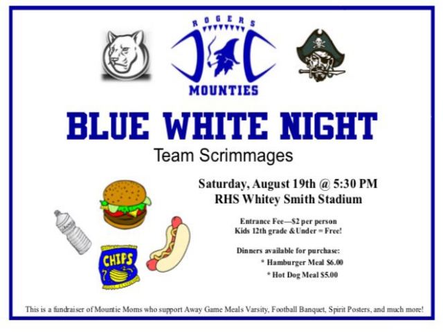 Blue White Night scrimmages will begin at 5:30pm tonight