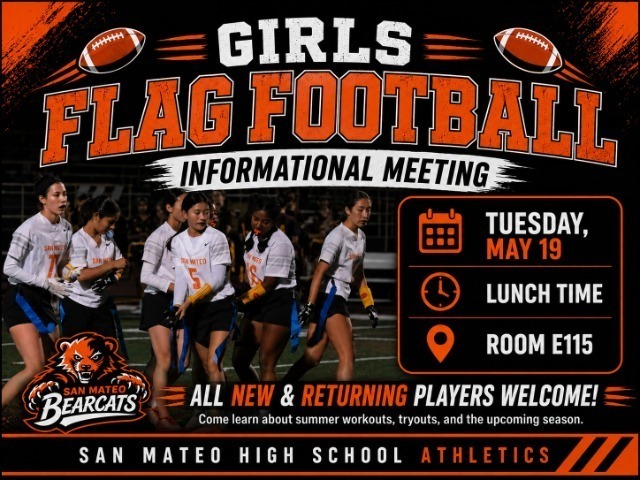 2026 Girls Flag Football Meeting 5/19 at lunch in E115
