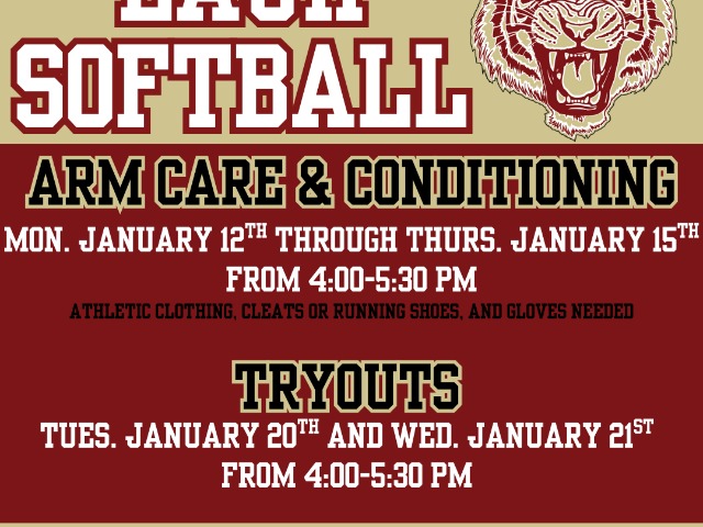 LAJH Softball Arm Care/Conditioning and Tryout Information