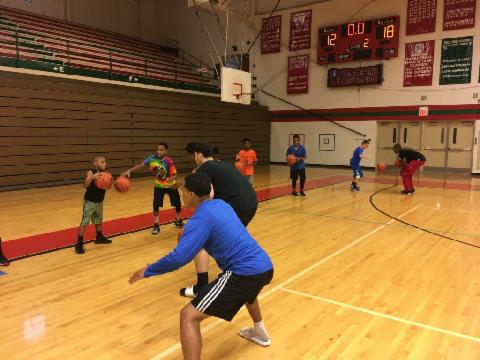 Dribbling skills at basketball camp today!