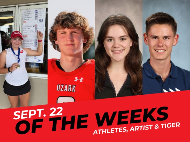 From Left to Rigth: Josey Roberts (Golf); Peyton Russell (Football); Alex Fletcher (Band); Cayden Irons (StuCo) 