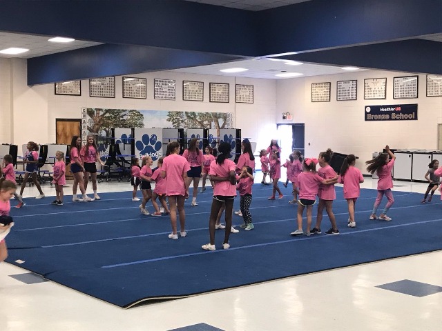 Cheer mini-camp in the VHS cafeteria!