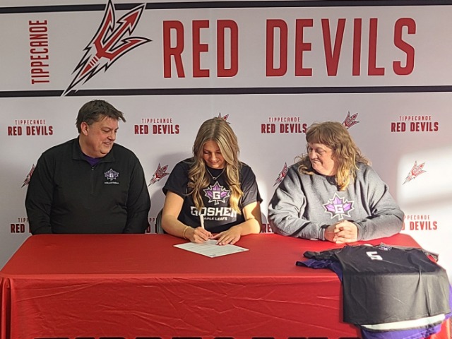 Bri Morris Signs her NLI with Goshen College Volleyball