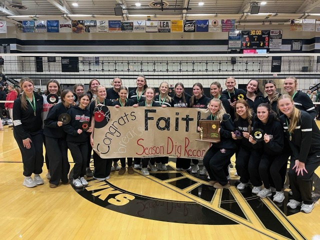 Faith Siefring Breaks the Season Digs School Record