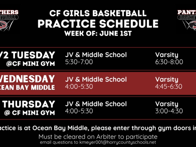 June Workout Schedule 6/2-6/4
