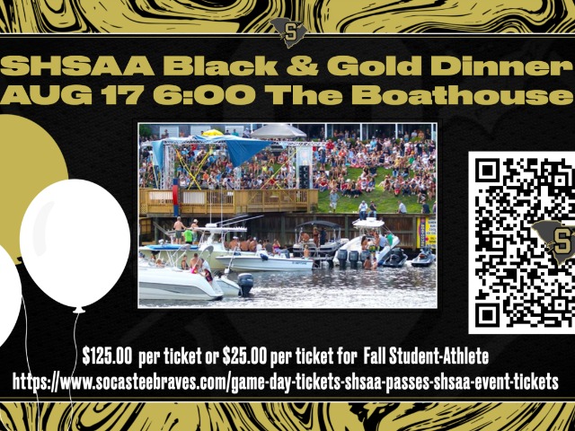 Black & Gold Dinner Saturday 8/17 6:00 The Boathouse