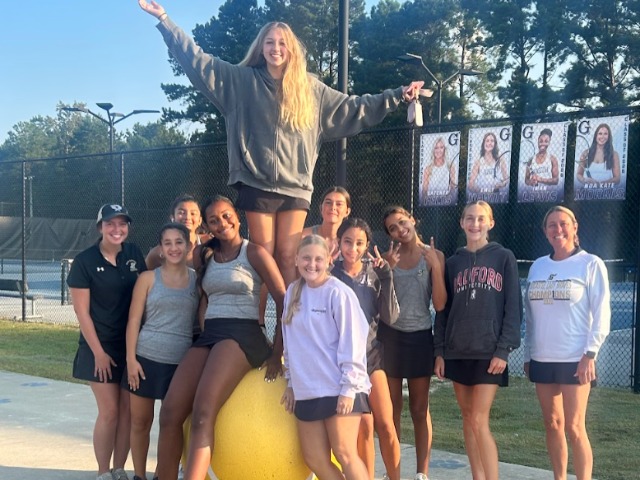 Lady Braves Tennis wins to give Coach Hucks her 1st coacing win!