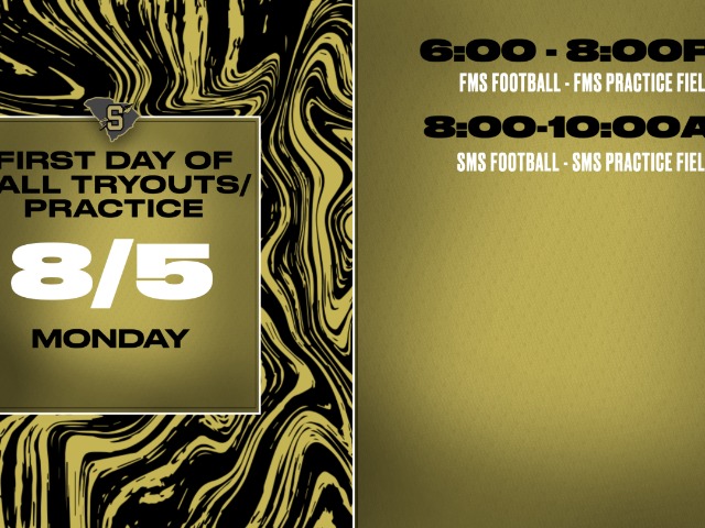 FMS & SMS Football Tryouts/Practice starts Monday 8/5
