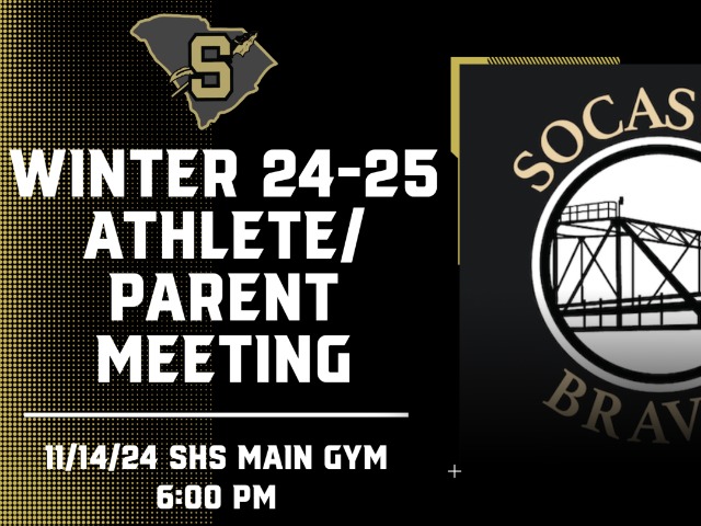 Winter Athlete Parent Meeting Thursday 11/14 @ 6:00 Main Gym