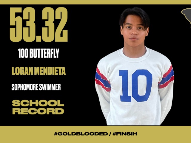Logan Mendieta breaks School Record in 100 Butterfly