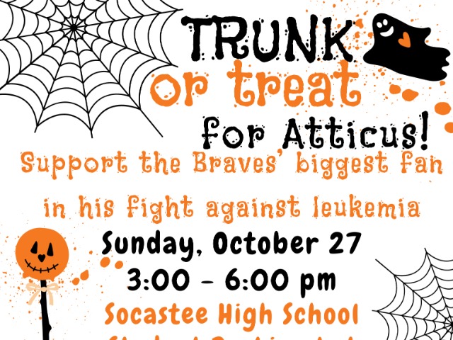 Trunk or Treat for Atticus 10/27 3:00-6:00