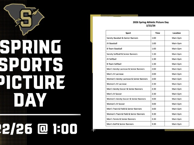 Spring 2026 Athletic Picture Day February 22 Main Gym