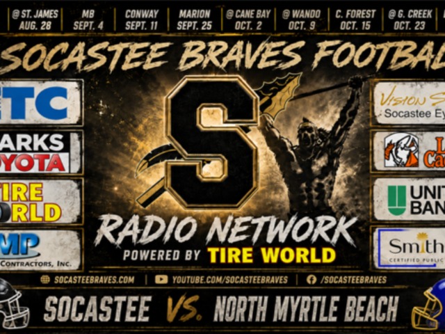 Listen to the Socastee Braves Radio Network on 8/21 @ NMB