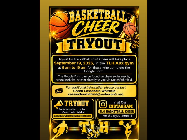 Basketball Spirit Cheer Tryout September 19th