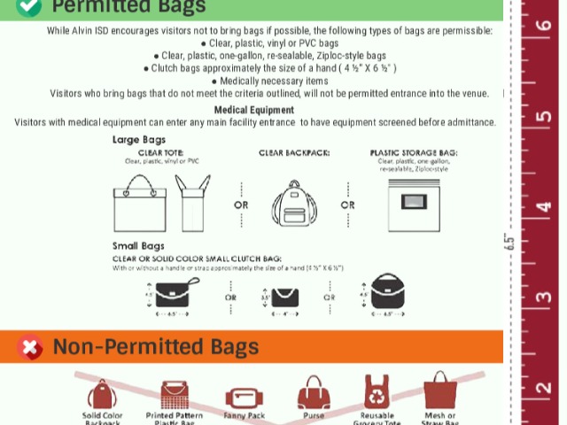 Image for Alvin ISD Clear Bag Policy