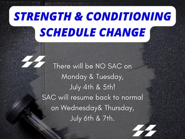 FSHS Strength & Conditioning Schedule Change