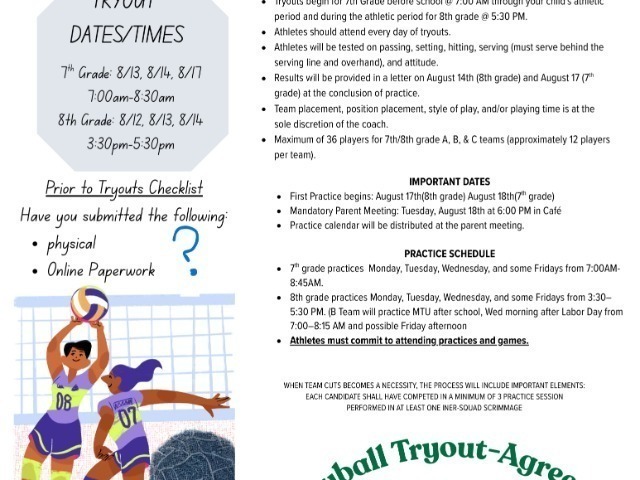 Coble Volleyball Try-out Information