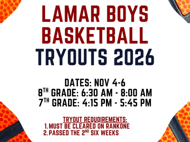 Lamar Middle School Boys Basketball Tryouts