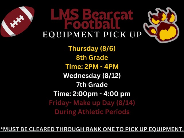 LMS Bearcat Football Announces Equipment Pickup Schedule