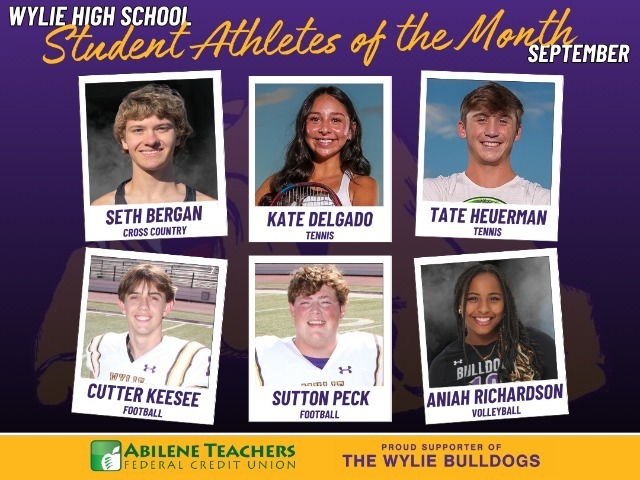 WHS Congratulates the September Student Athletes of the Month