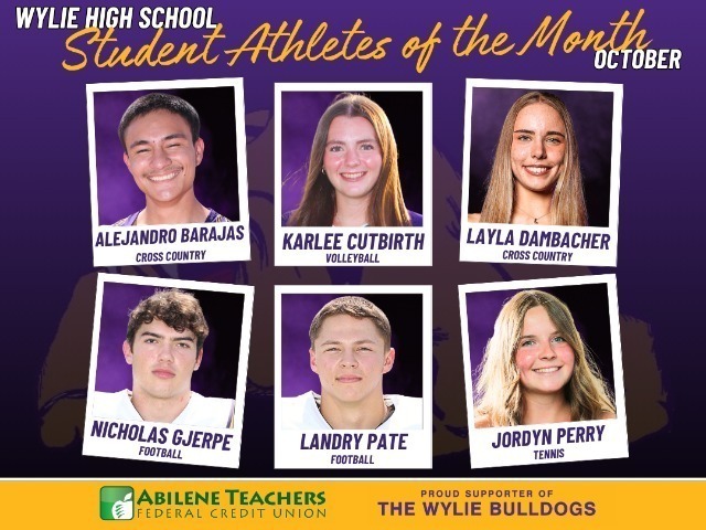 Wylie Celebrates the October 2026 Student Athletes of the Month
